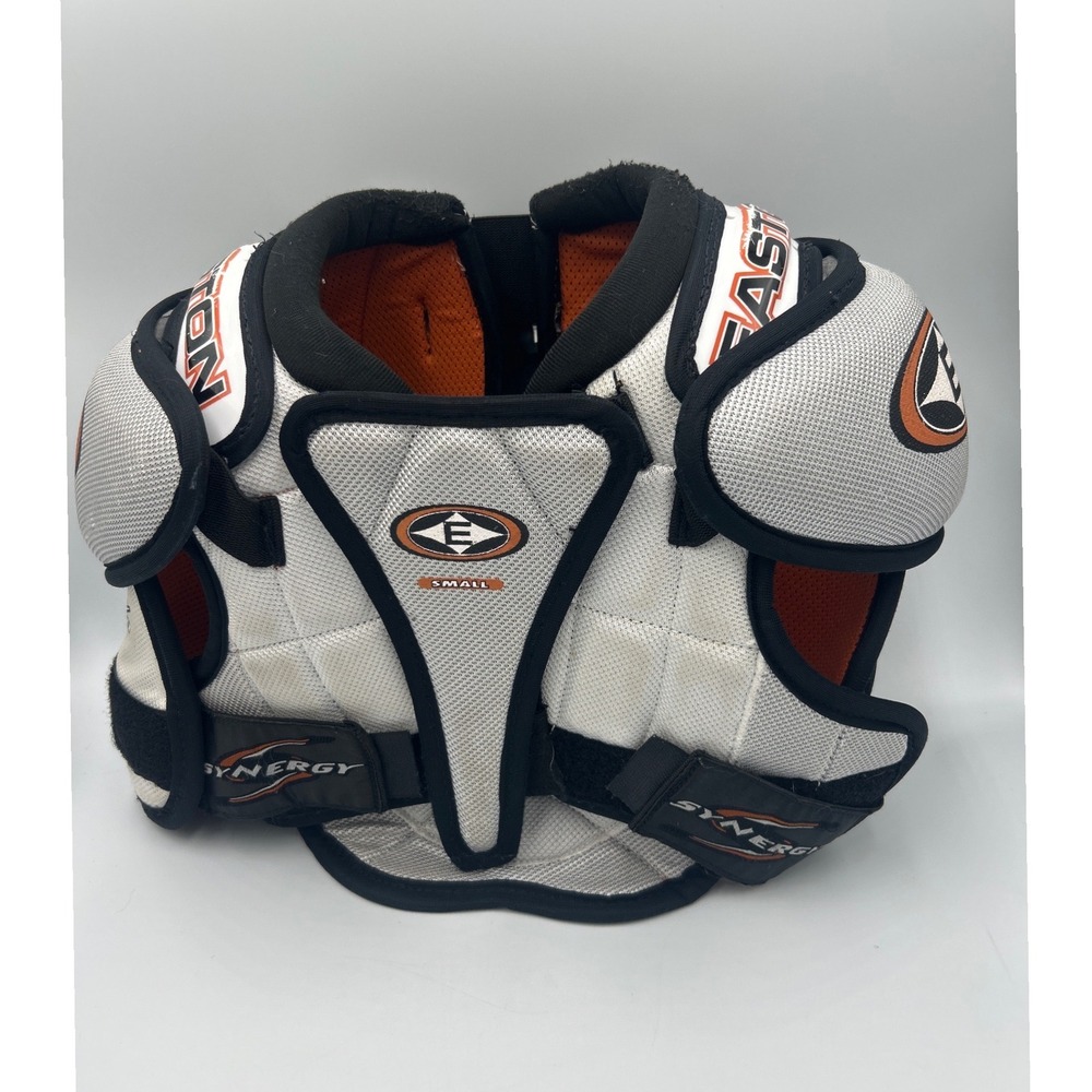 Easton Synergy Hockey Shoulder Pads Small White Black Orange Protective Gear